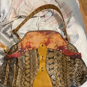 Sharif snakeskin and studs handbag